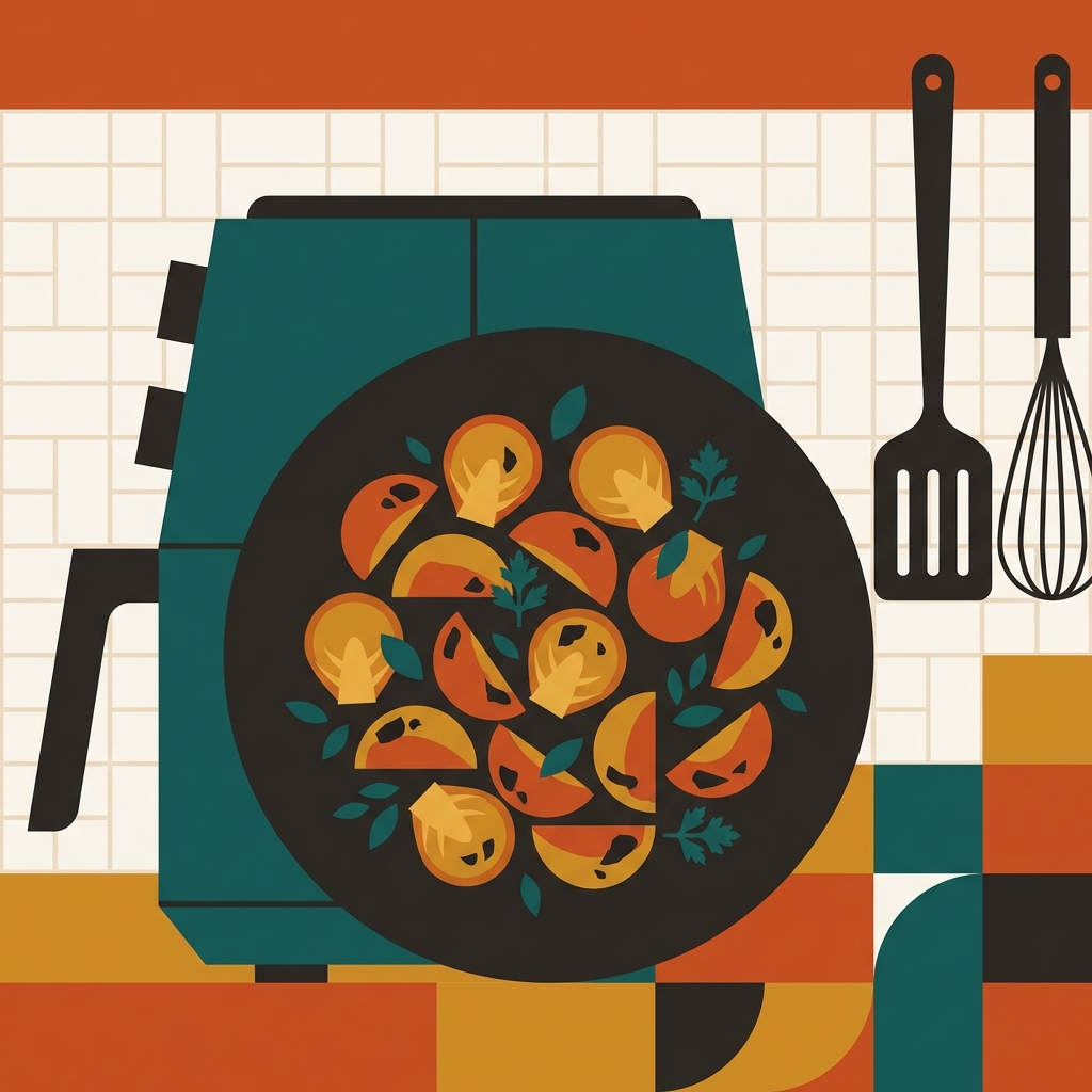 Crispy air fryer Brussels sprouts illustration