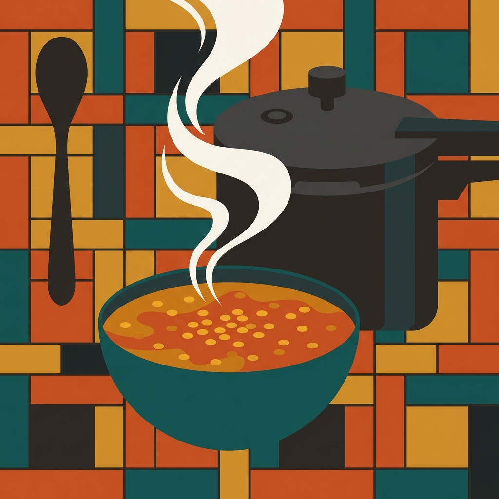 Pressure cooker lentil soup illustration
